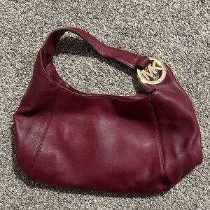 Michael Kors Wine Leather Hobo Bag